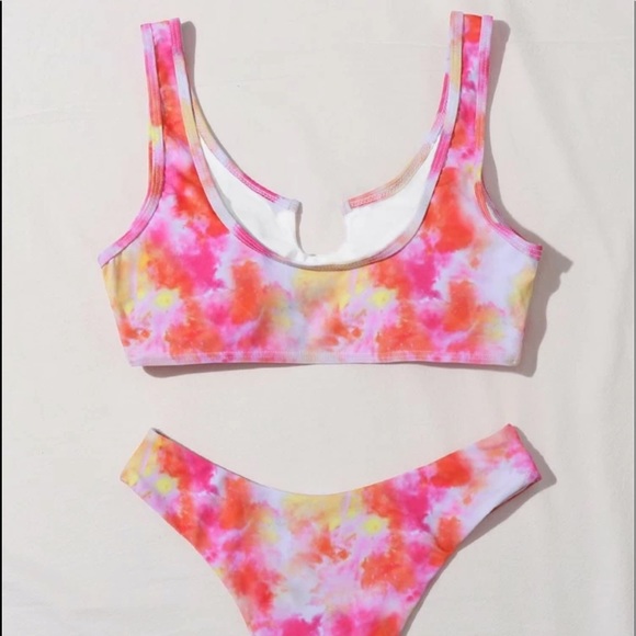 Pink Tie Dye Cutout Bikini Swimsuit - Picture 2 of 5